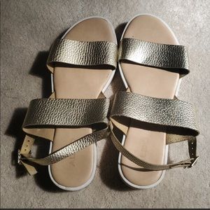 Aldo 2 Strap Gold Sandals